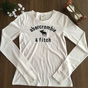 Abercrombie Kids Large White Logo Long Sleeve Top